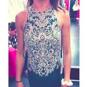 Emerald Green beaded formal gown - worn once